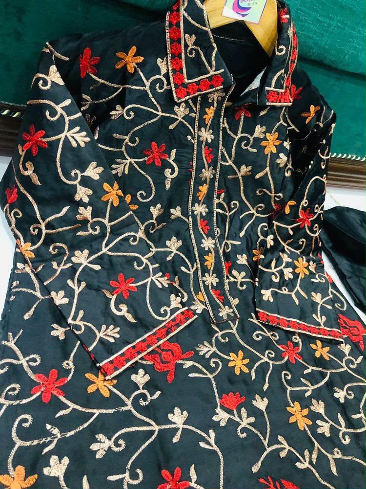 2 Pcs Women's Stitched Katan Selk Embroidered Suit