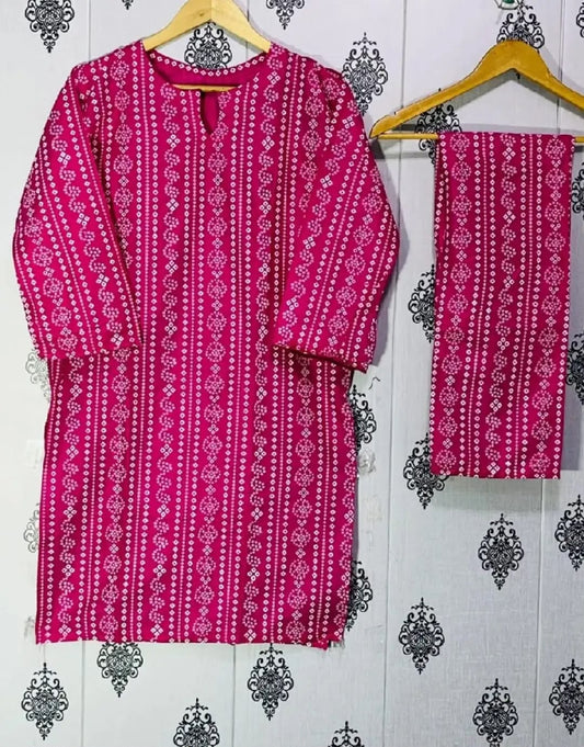 2 Pcs Women's Stitched Katan Selk Embroidered Suit