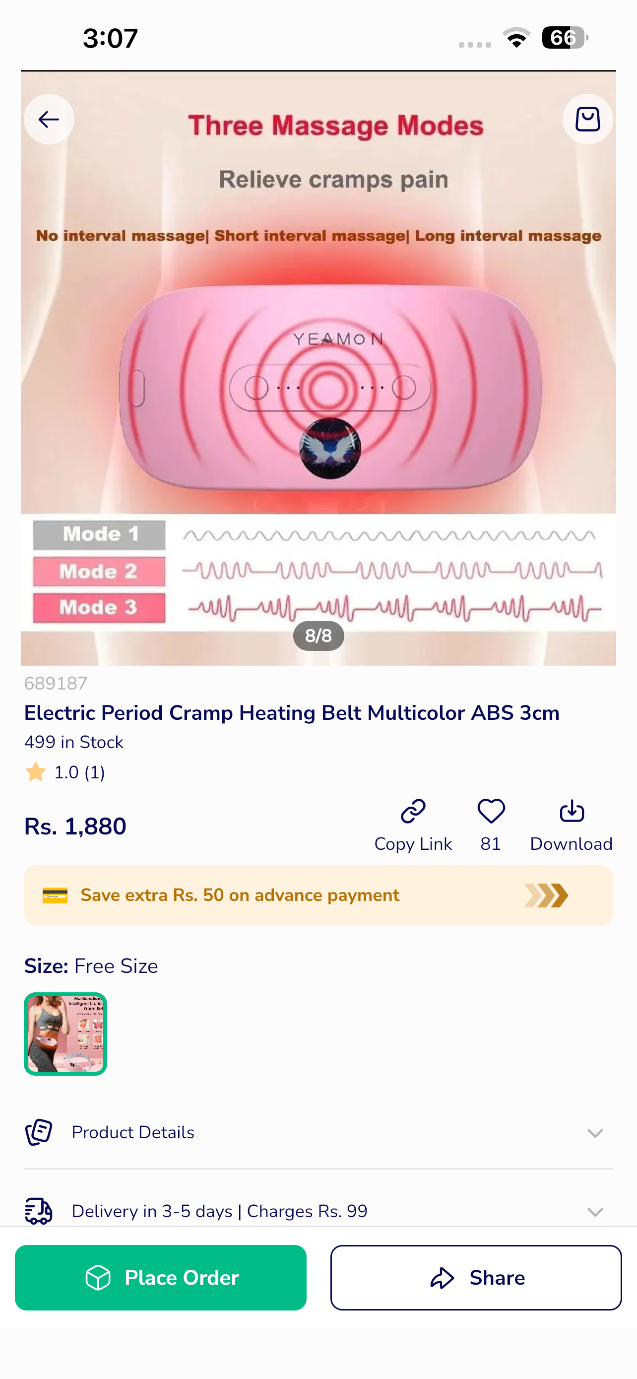 Electric Period Cramp Heating Belt Multicolor ABS 3cm