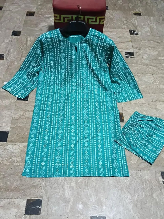2 Pcs Women's Stitched Katan Selk Embroidered Suit